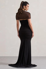 Prophecy | Black Fishtail Maxi Dress With Sheer Sleeves