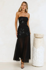 Timeless Affair Strapless Mesh Maxi Dress