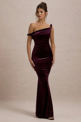 Neeka | Port Velvet Twisted Asymmetric Maxi Dress