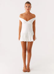 Endless Romance Off Shoulder Mini Dress - White