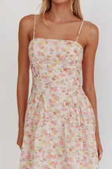 Daisy Day Basque Waist Maxi Dress Floral Pink