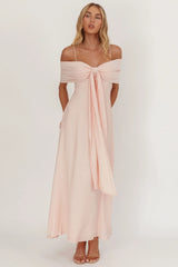 Lillibet Bow Tied Bust Midi Dress Pink