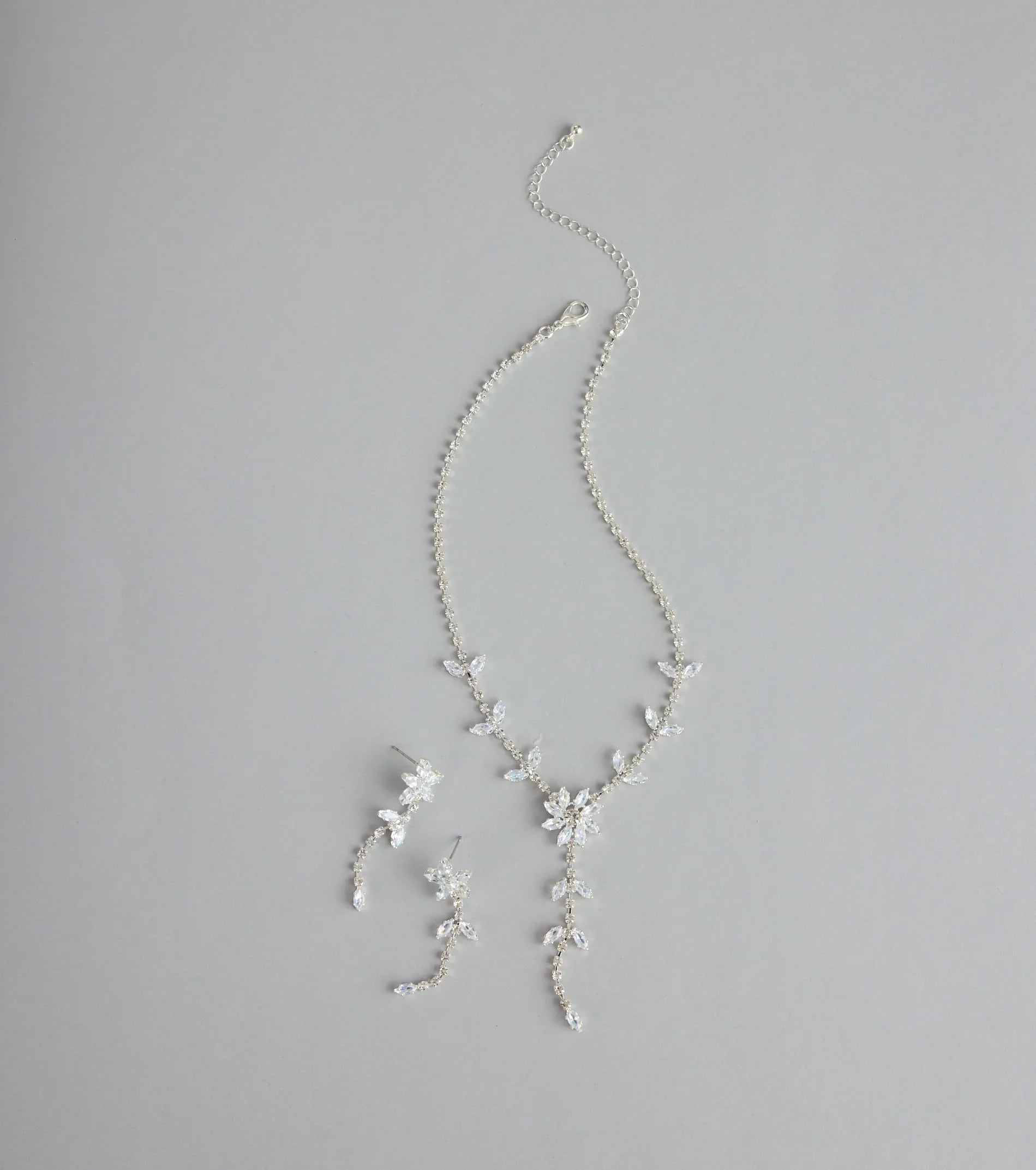 Starlet Bloom Rhinestone Necklace And Earrings Set