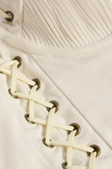 Lace-Up Tiered Corset Mini Dress in Ivory