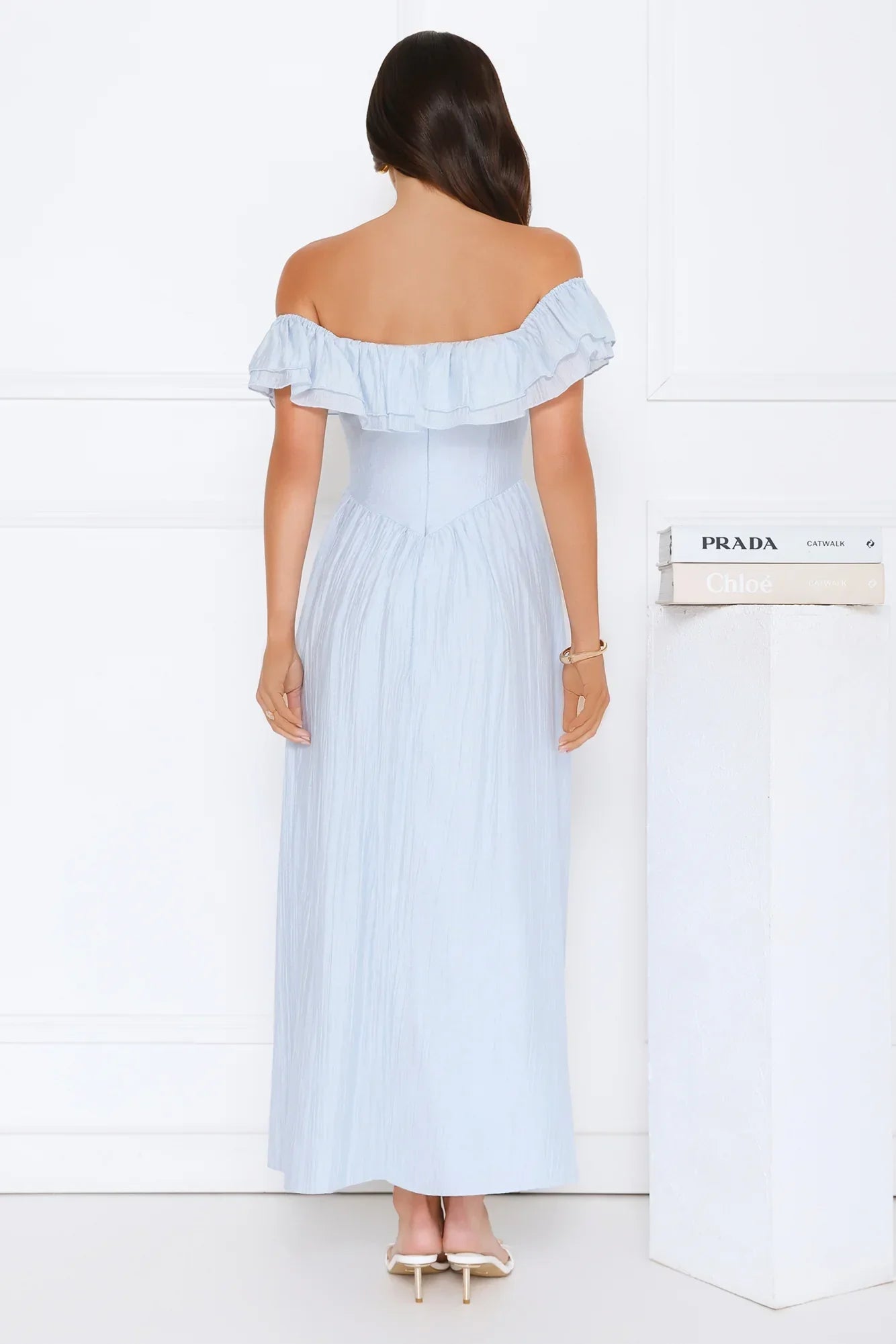 Twilight Sonata Off Shoulder Maxi Dress Blue