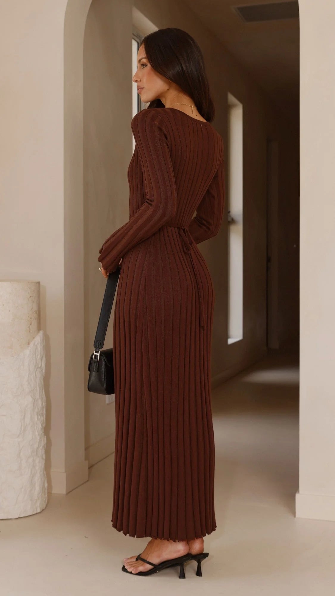 Cyra Long Sleeve Maxi Dress - Chocolate
