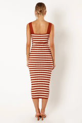 Ledger Midi Dress - Tan Stripe