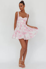 Get My Attention Off-Shoulder Mini Dress Floral Pink