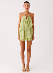 On The Go Beaded Mini Dress - Mint