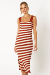Ledger Midi Dress - Tan Stripe