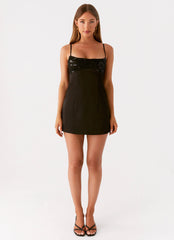 Zion Beaded Mini Dress - Black