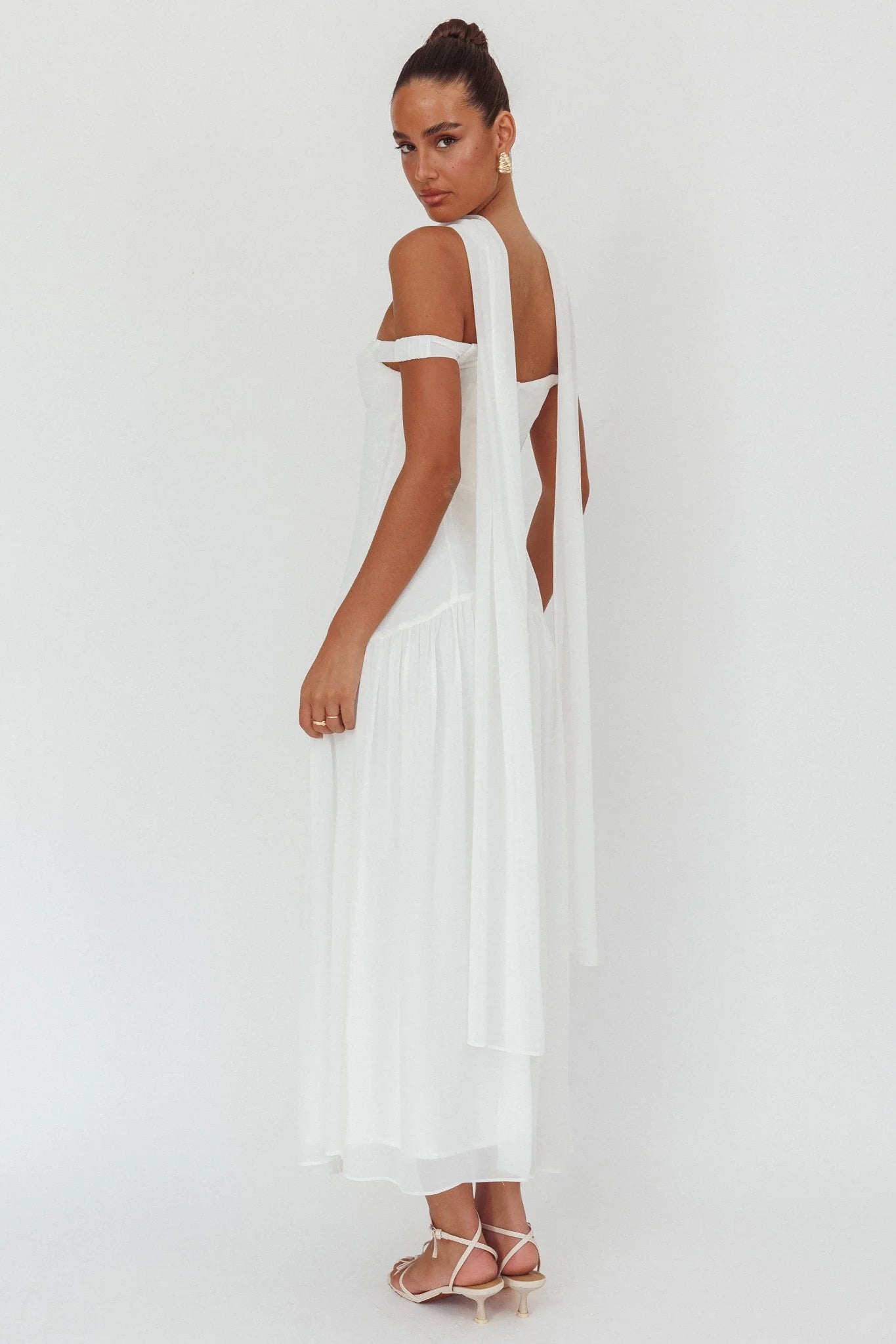 Kaycee Drop Waist Maxi Dress White
