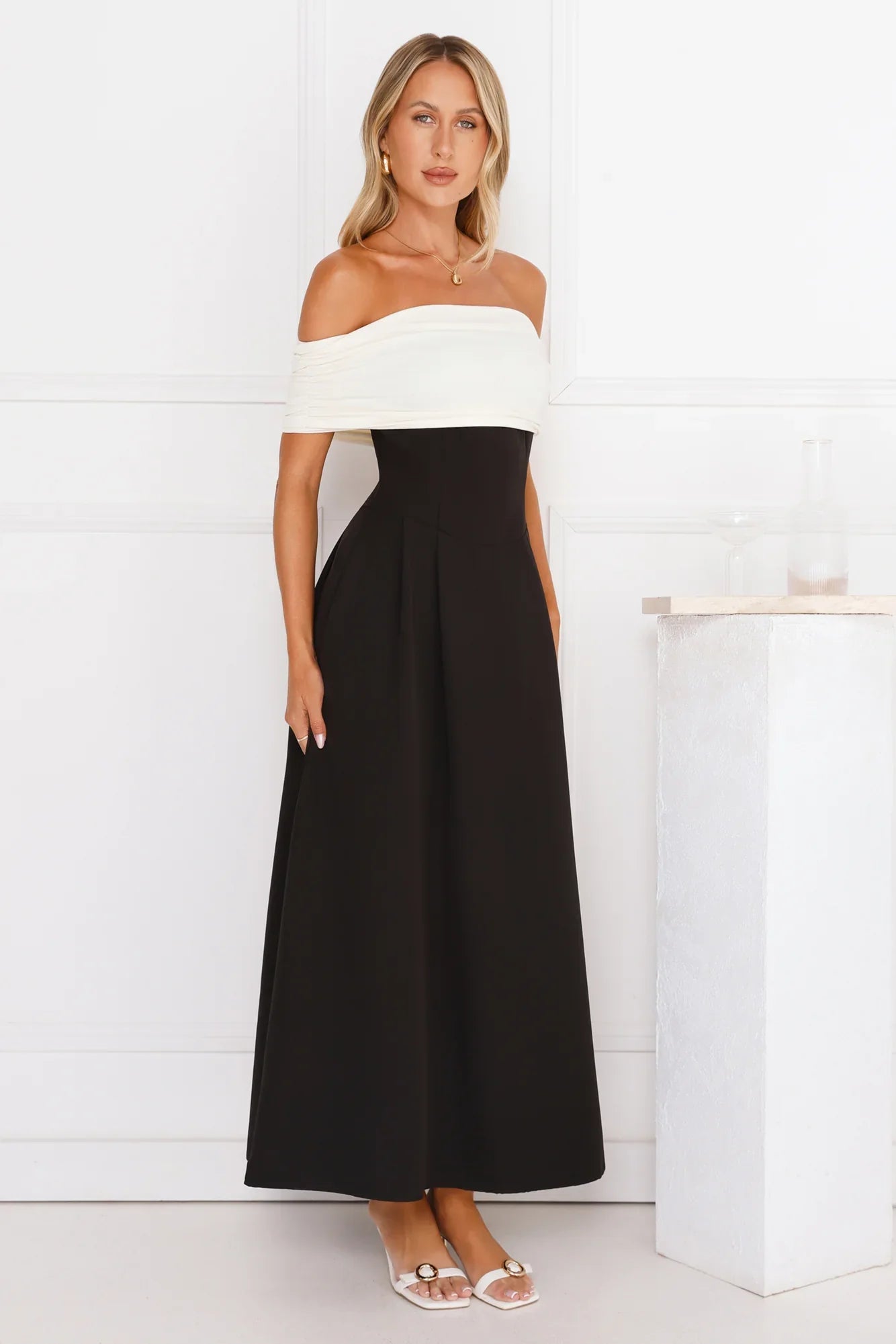 Too Hot To Handle Off Shoulder Maxi Dress