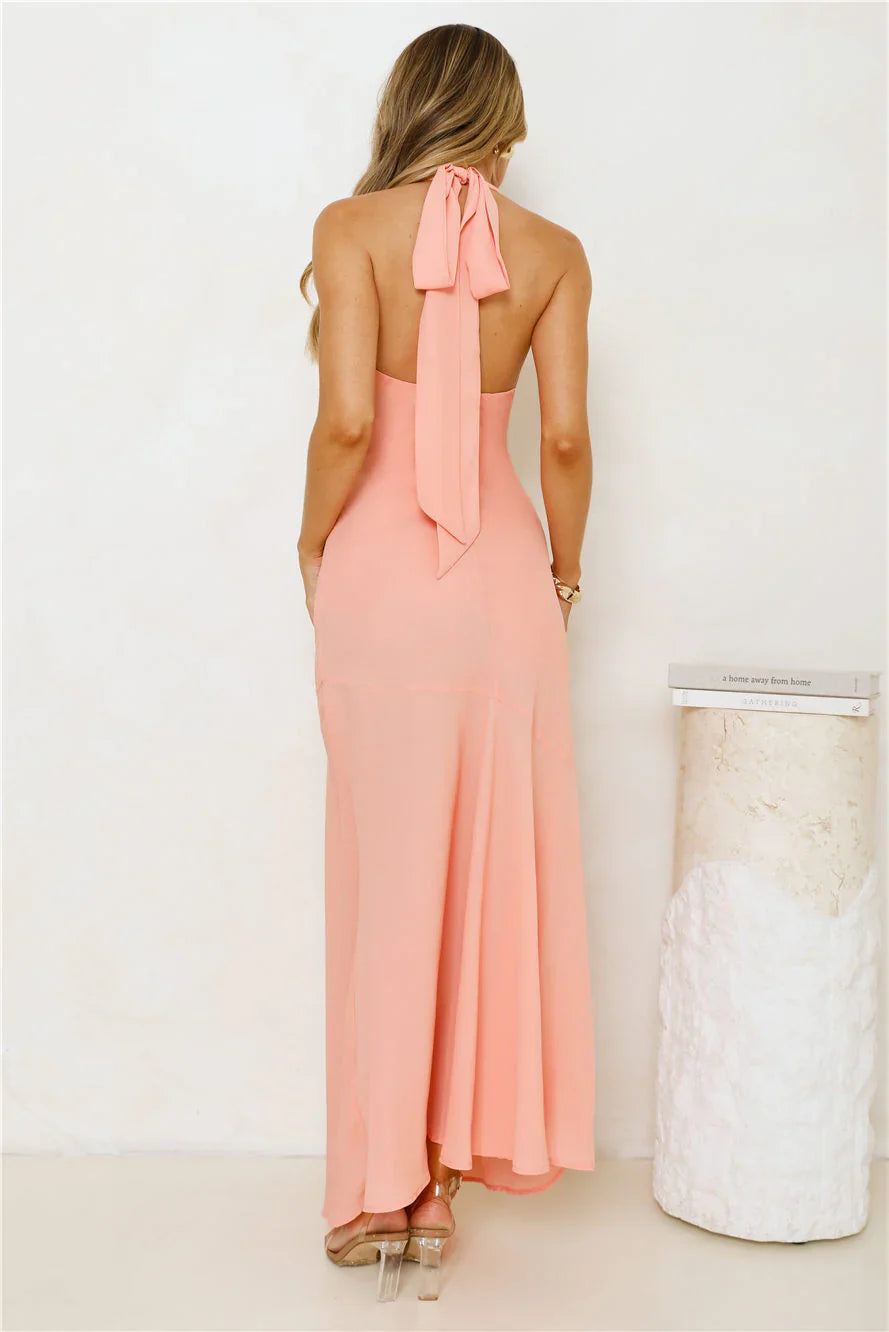 Polished Edge Halter Maxi Dress
