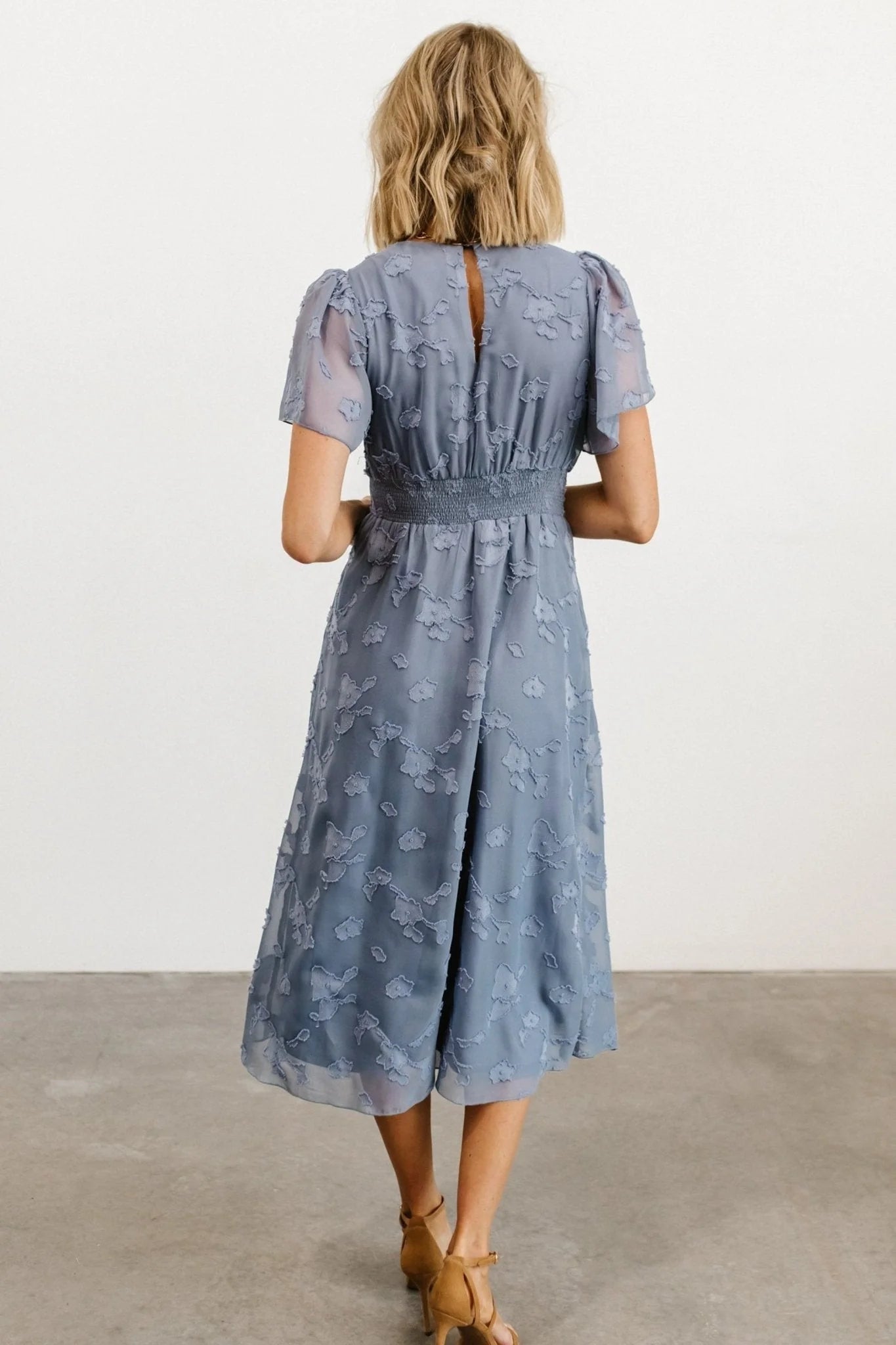 June Smocked Midi Dress | Blue