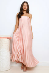 Moonlit Night Pleated Strapless Maxi Dress