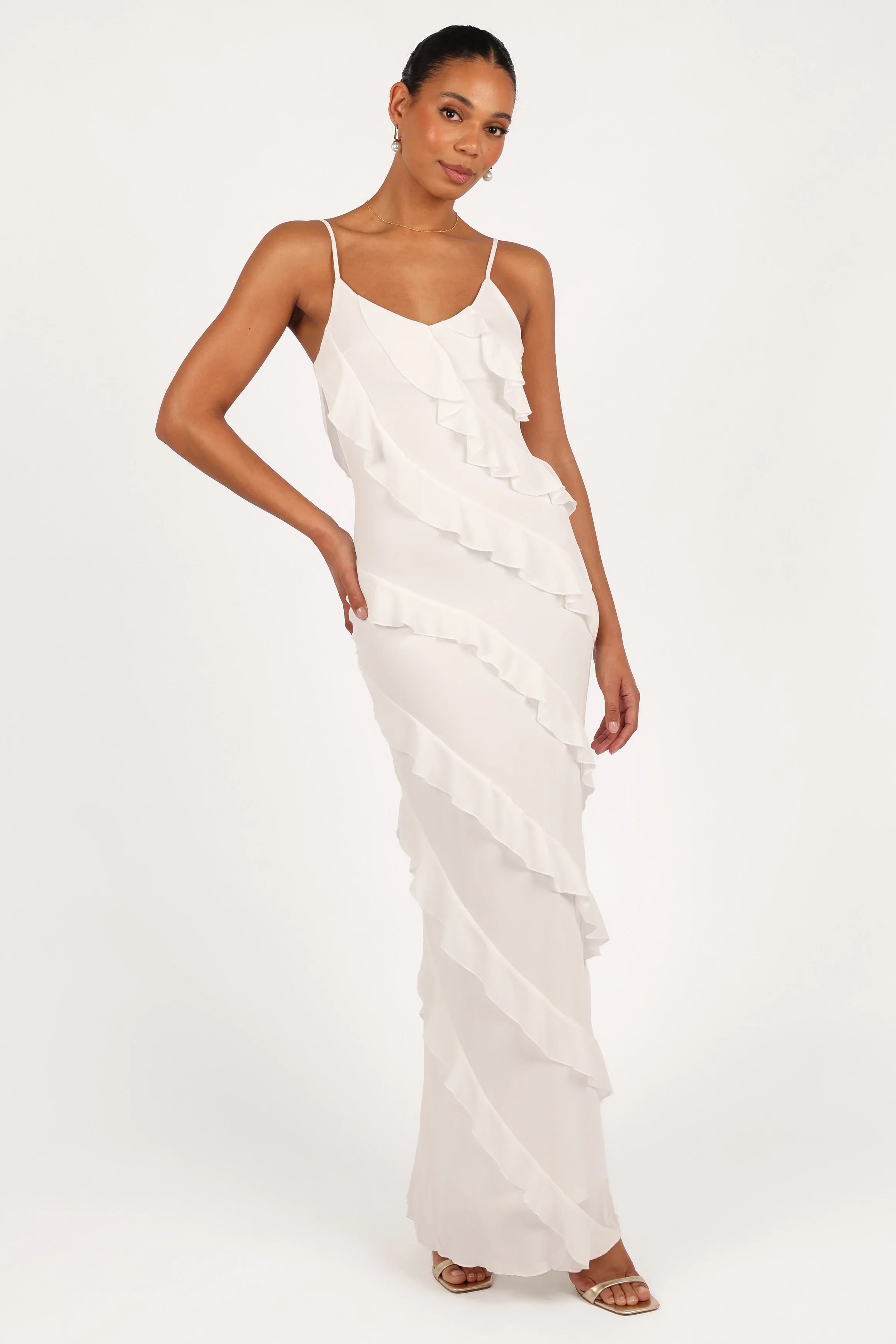 Ciao Ruffles Maxi Dress - Cloud White