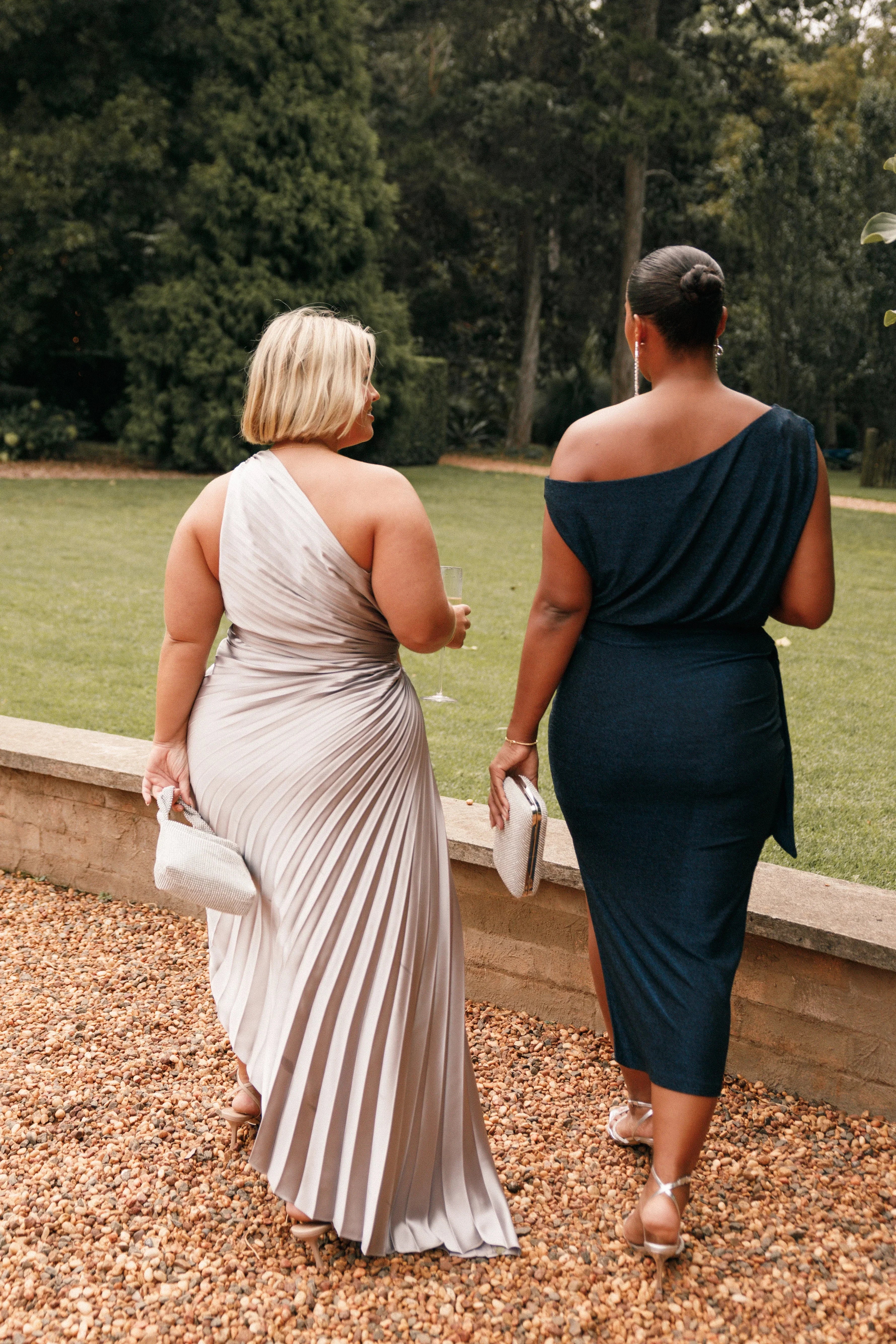 Kleo One Shoulder Maxi Dress - Silver