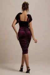 Tarna | Port Velvet Midi Dress With Bow Straps