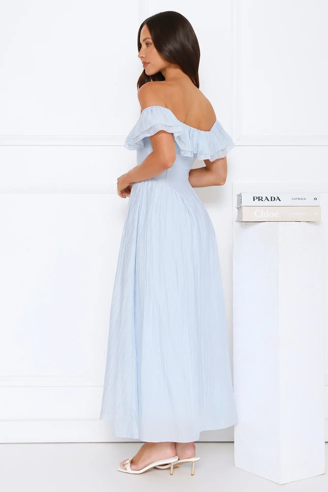 Twilight Sonata Off Shoulder Maxi Dress Blue