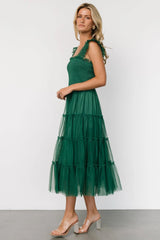 Emma Smocked Tulle Dress | Emerald