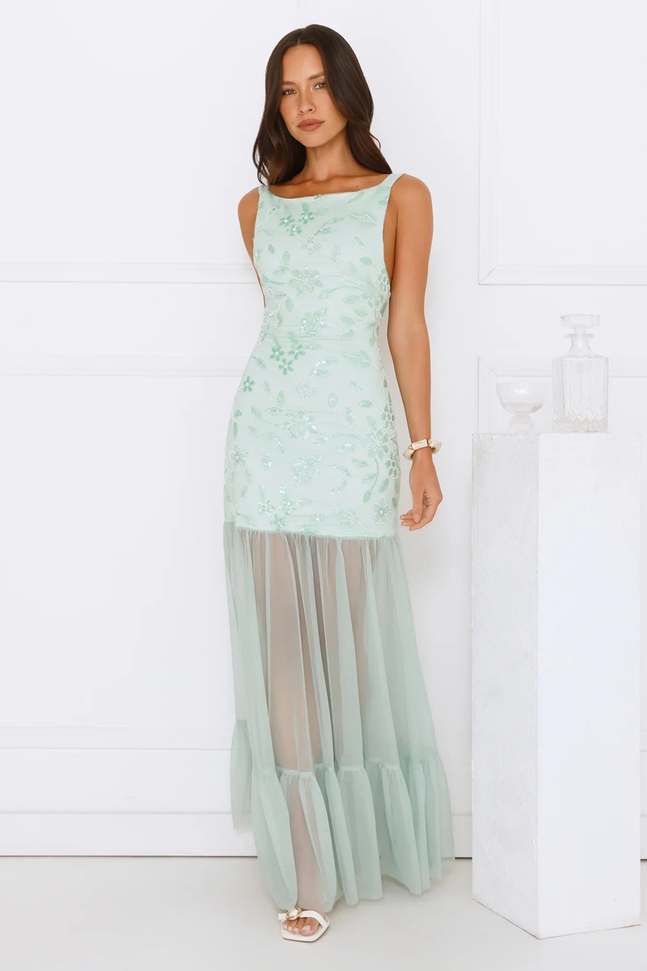 Pretty Girl Phase Mesh Maxi Dress