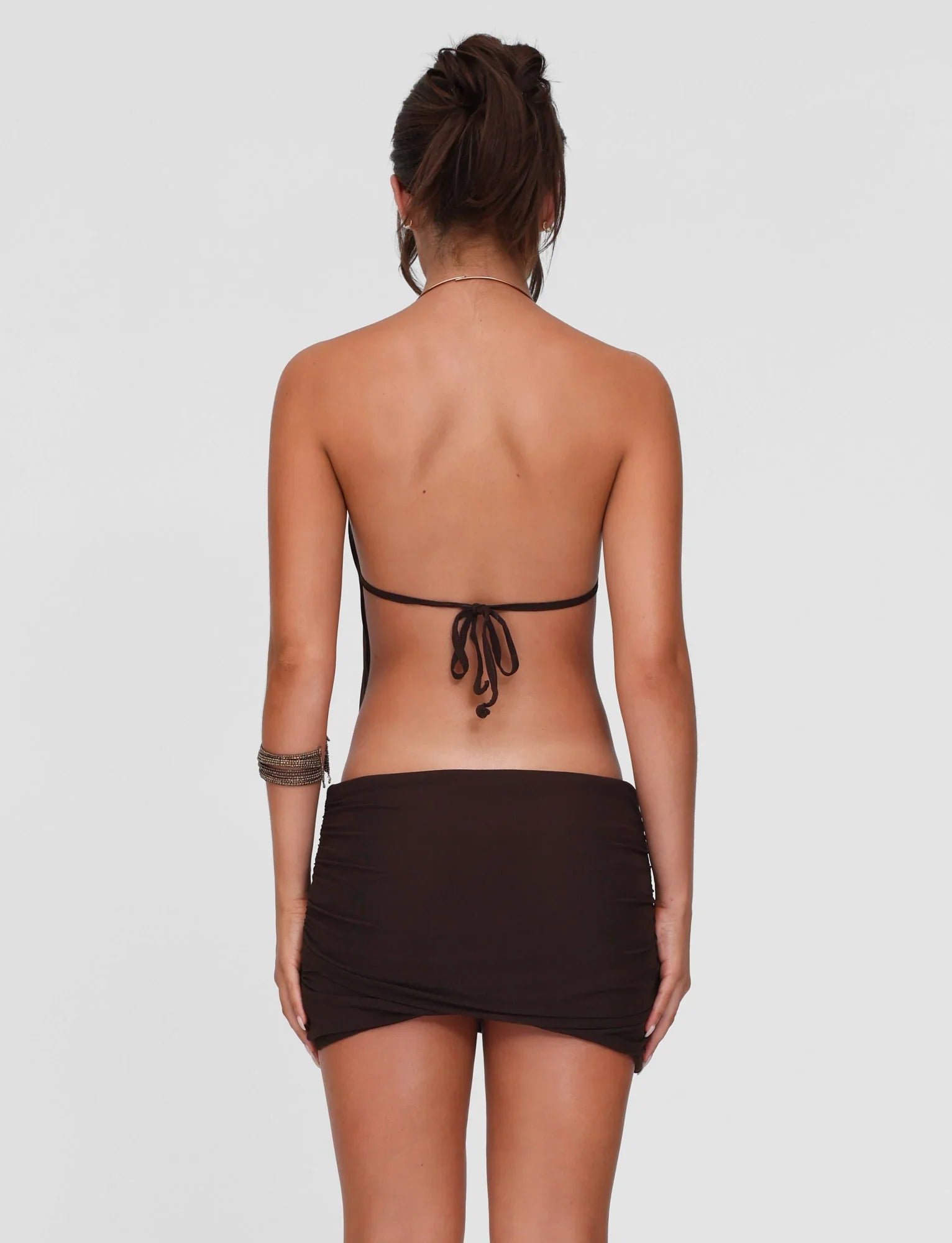 Evanna Mini Dress - Brown : Chocolate