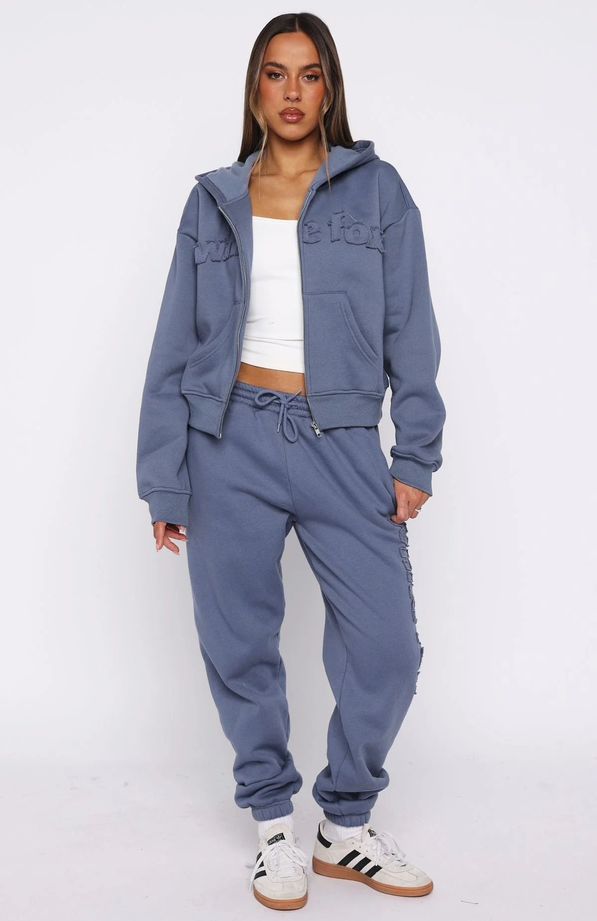 From The Archives Lexi Boxy Zip Front Hoodie Ocean