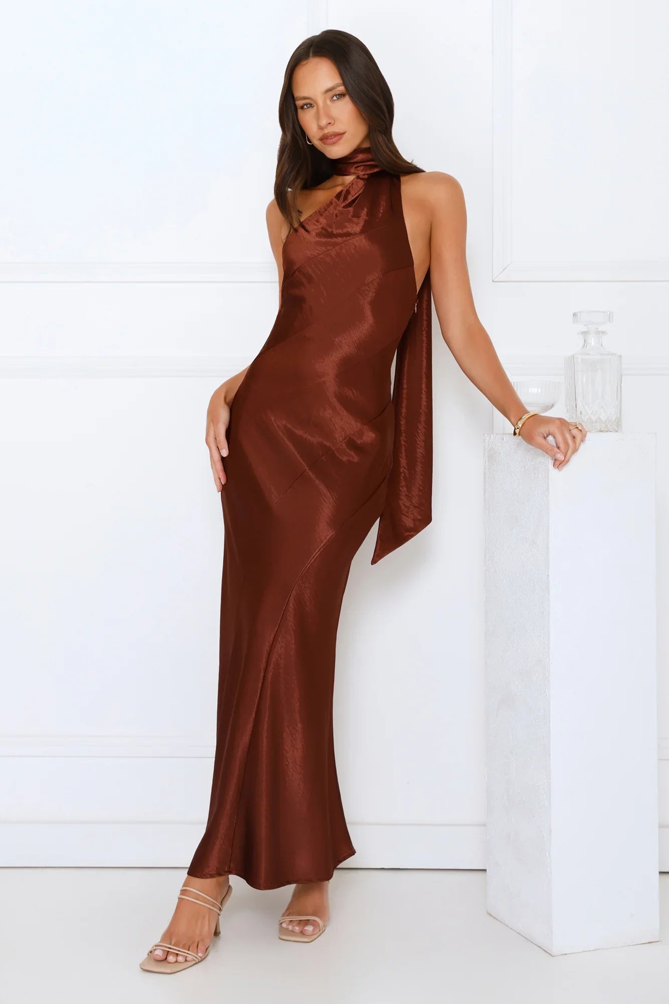 She’S Got Plans Satin Maxi Dress