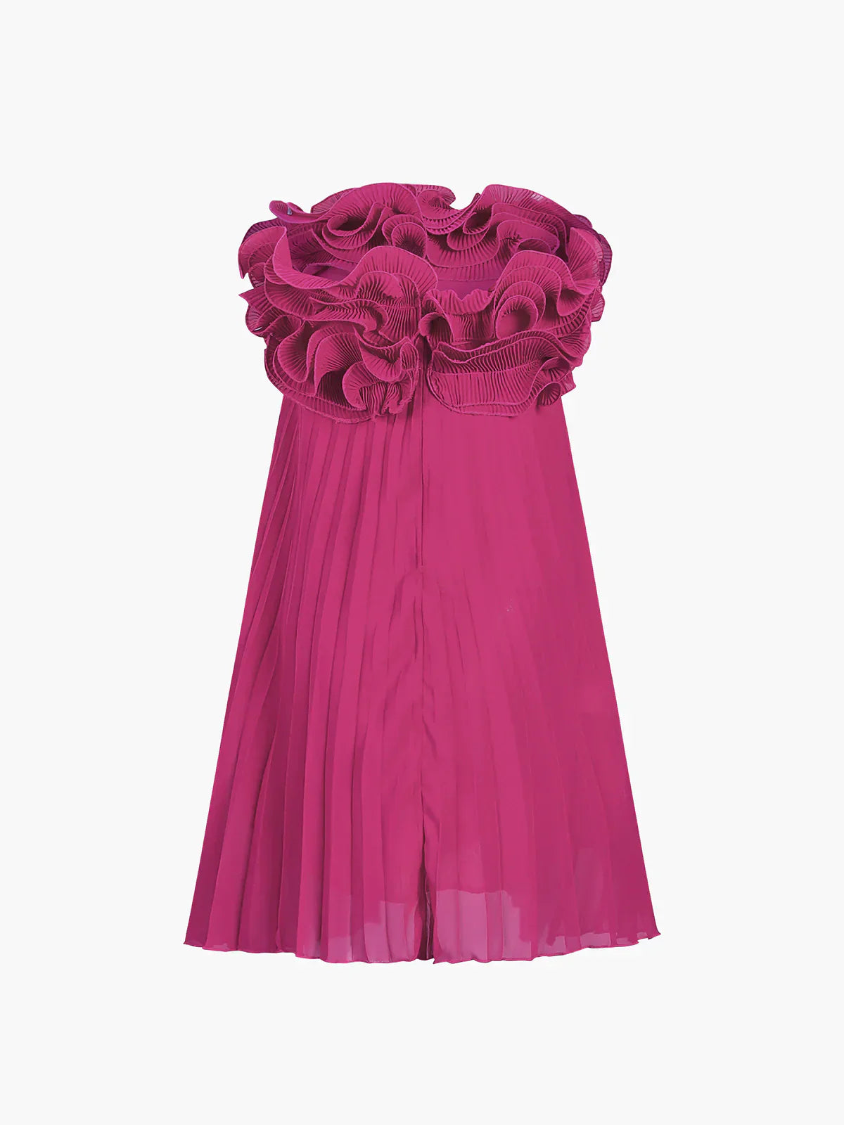 Mesh Rosette Tube Pleat Short Dress