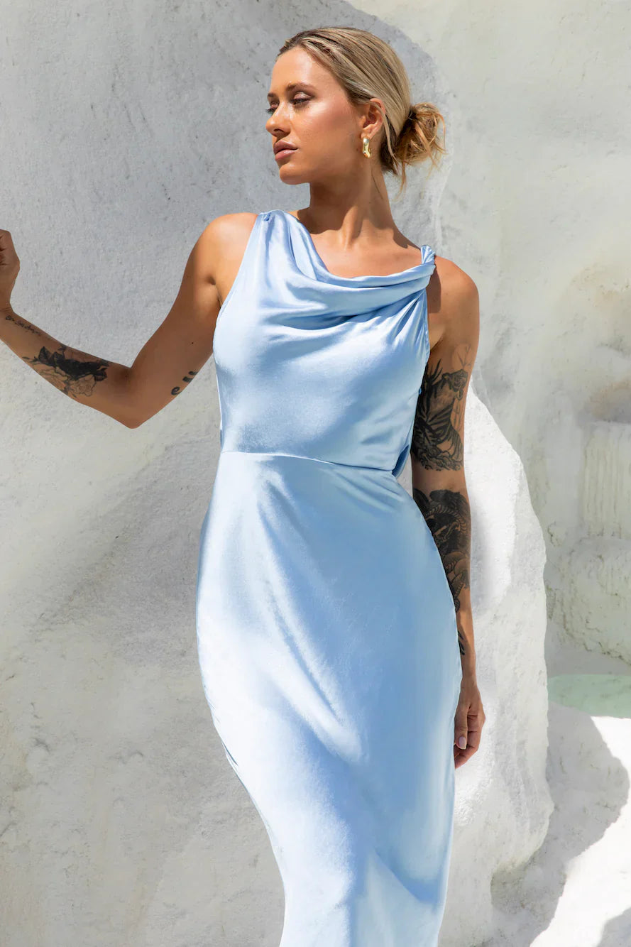 Moonlit Palms Satin Maxi Dress