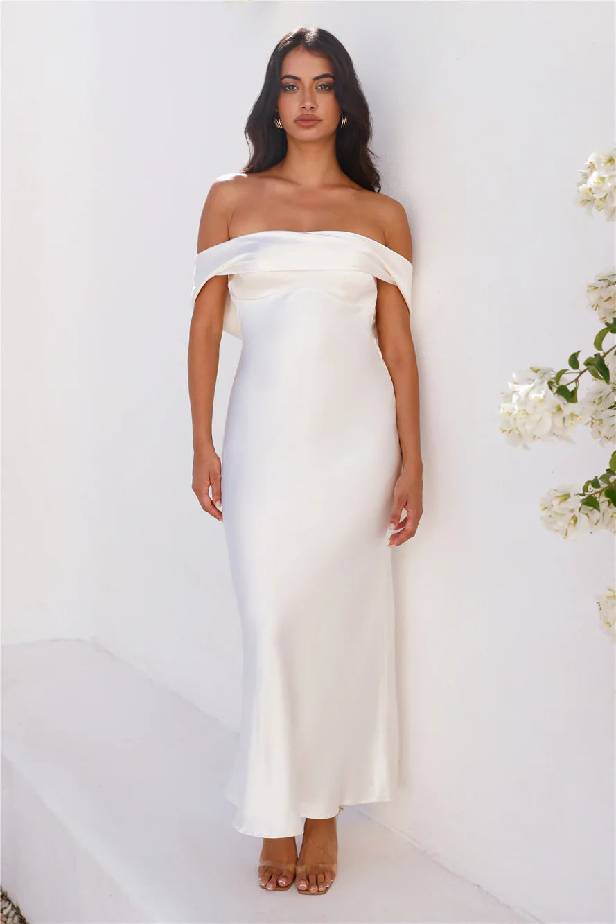 Precious Pearl Satin Maxi Dress