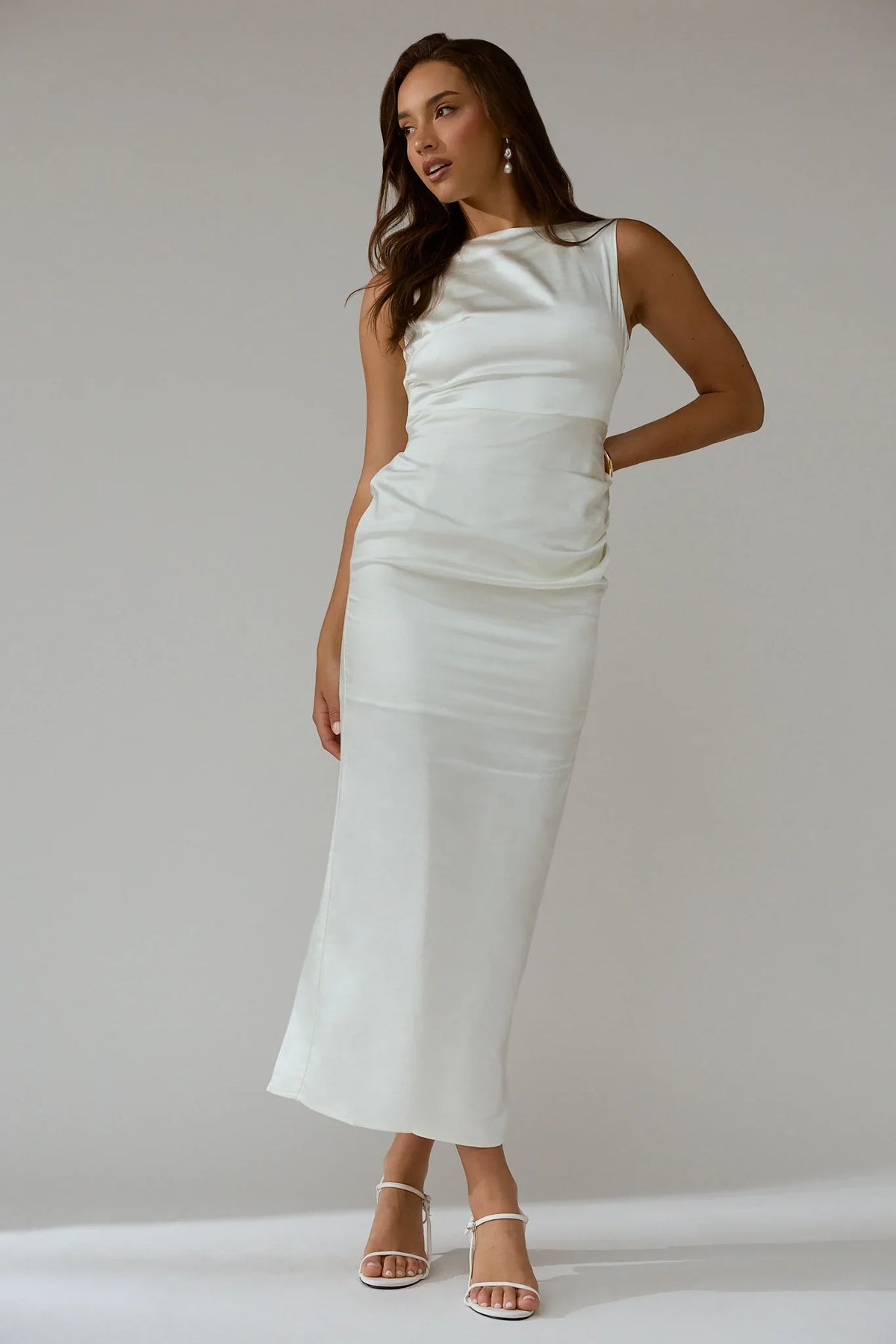 Leila Boat Neck Maxi Dress Ivory