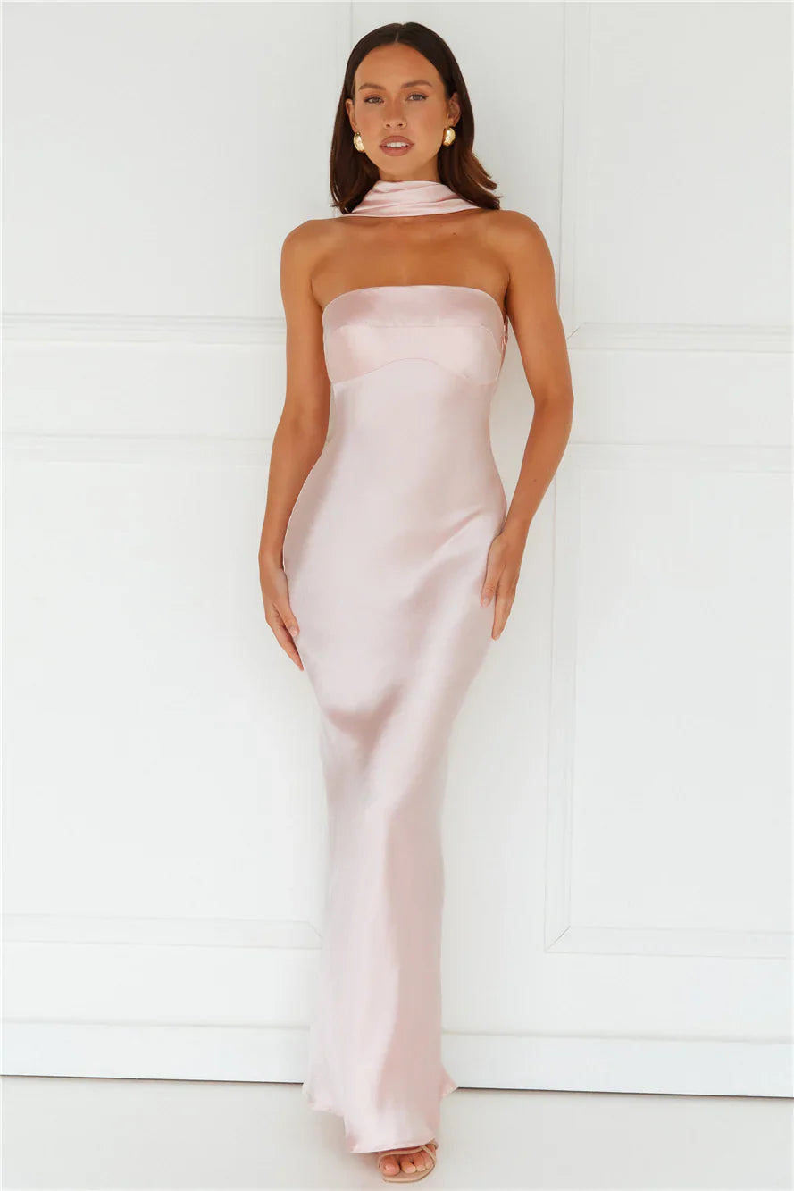 Precious Pearl Satin Maxi Dress