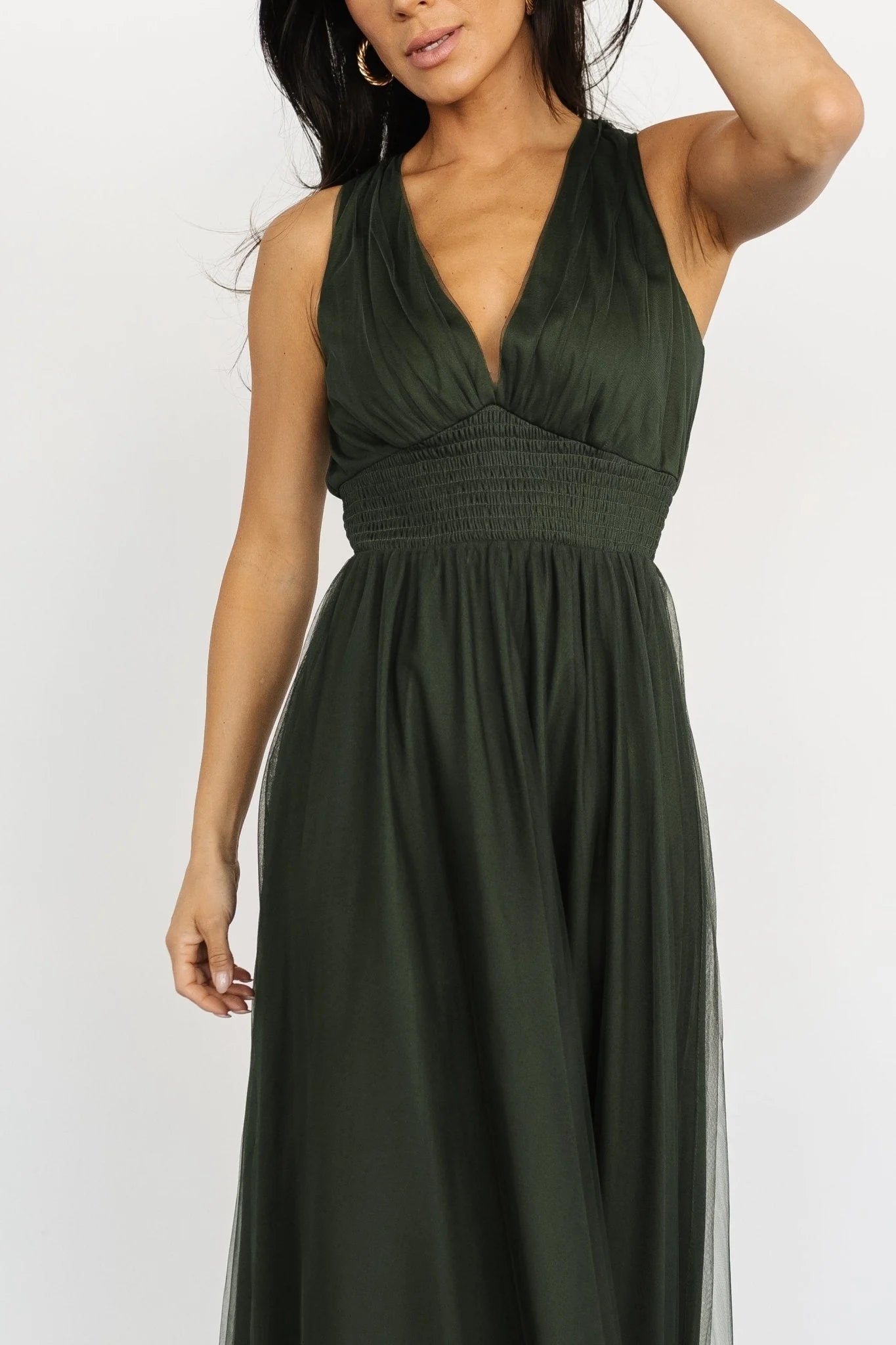 Kamila Tulle Maxi Dress | Juniper Green