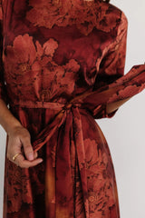 Paula Satin Maxi Dress | Terracotta Floral