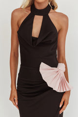Charlene Cowl Halterneck Maxi Dress Black
