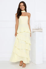 Sunset Reverie Strapless Maxi Dress Yellow